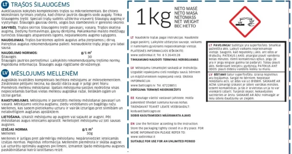 Trąšos šilauogėms Baltic Agro, granuliuotos, 1 kg - Image 2